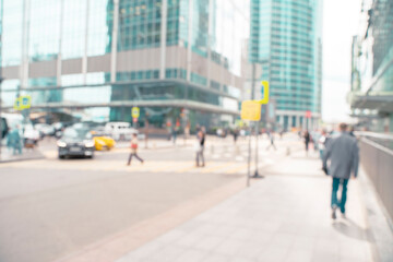 Fototapeta na wymiar Blurred Crowd of unrecognizable business people walking on Zebra crossing in rush hour working day, Boston, Massachusetts, United States, blur business and people, lifestyle and leisure of Pedestrian