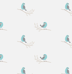 birds on branch cute pattern