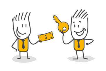 Stick figures. Key to success, business opportunity or solution concept. Banners, infographics, landing pages of the website.