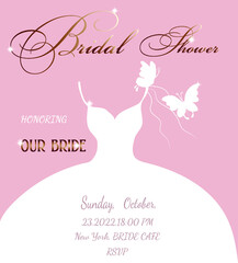 Modern bachelorette party invitation in white and pink.Used for web design, illustrations, posters, banners.