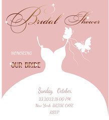 Modern bachelorette party invitation in white and pink.Used for web design, illustrations, posters, banners.