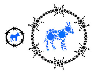 Donkey arrest mosaic icon. Vector mosaic is done from random viral parts. Viral mosaic donkey arrest icon. Donkey arrest mosaic for breakout templates.