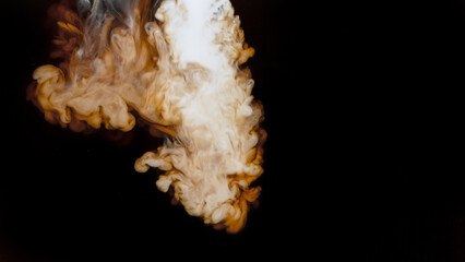 Hot Coffee Mixing with Pouring Milk Cream., Close-up