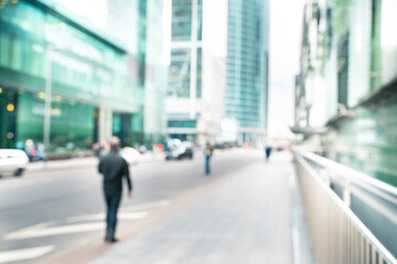 Blurred Crowd of unrecognizable business people walking on Zebra crossing in rush hour working day, Boston, Massachusetts, United States, blur business and people, lifestyle and leisure of Pedestrian