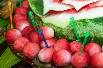Fresh watermelon bingsu dessert, in decoration