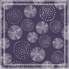 Naklejka premium Print for kerchief, bandana, scarf, handkerchief, shawl, neck scarf. Squared pattern with ornament for fabric, textile, silk products. Paisley vector with abstract flowers. Floral folk tracery