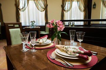 a table in a cafe served for the arrival of guests