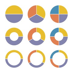 pie charts set vector colorful info template.