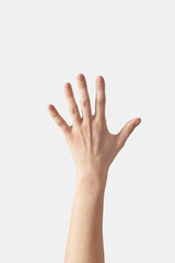 Outer hand counting on fingers, five.