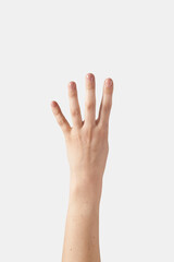 Fototapeta premium Outer hand counting on fingers, four.