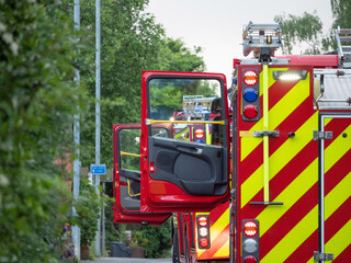 Pair of fire engine doors open at incident in England, UK 