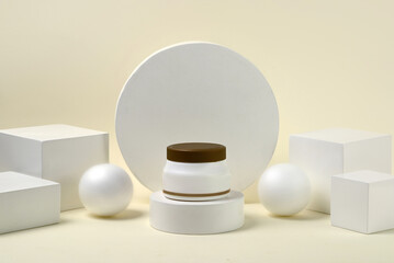 cream jar podium for product display mockup