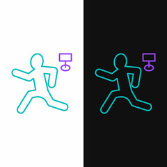 Line Murder icon isolated on white and black background. Body, bleeding, corpse, bleeding icon. Concept of crime scene. Colorful outline concept. Vector