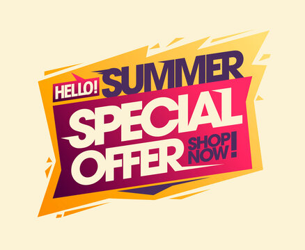 Hello Summer, special offer, shop now, sale web banner