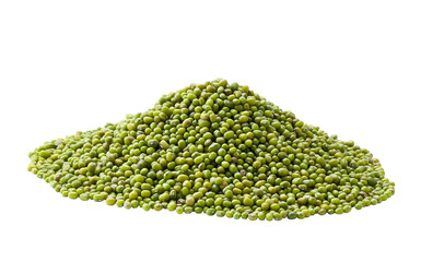 Pile of mung beans isolated on white background.