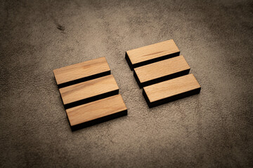 Trigram earth i ching element yin yang wood on leather background