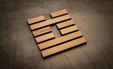 Gene Key 60 hexagram i ching wood on leather background human design