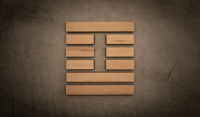 Gene Key 41 hexagram i ching wood on leather background human design