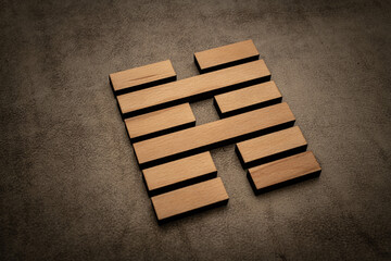 Gene Key 39 hexagram i ching wood on leather background human design