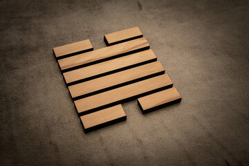 Gene Key 28 hexagram i ching wood on leather background human design