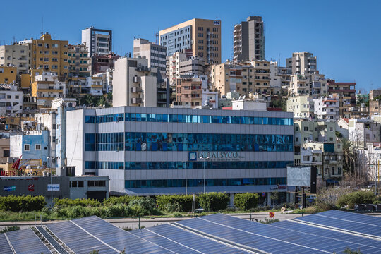 Sin El Fil, Lebanon - March 7, 2020: Beirut Cityscape And Solar Panels, View From Sin El Fil Suburbs