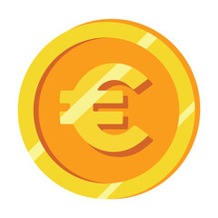 Golden euro isolated coin icon. Vector illustration