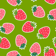 Seamless bright pattern with beautiful strawberries