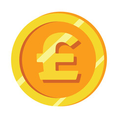 Golden pound isolated coin icon. Vector illustration