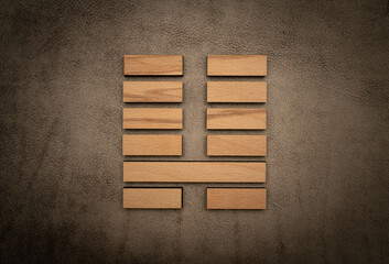 Gene Key 7 hexagram i ching wood on leather background human design