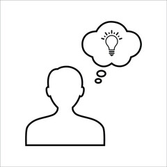 Head, idea, thinking icon. Outline vector graphics.