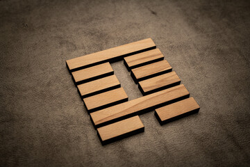 Gene Key 4 hexagram i ching wood on leather background human design