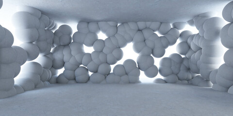 white futuristic minimalistic studio interior with bright back lighting 3d render illustration © eliahinsomnia