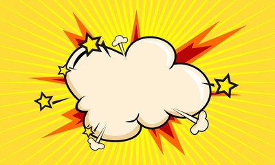 Comic yellow background with cloud cartoon illustration