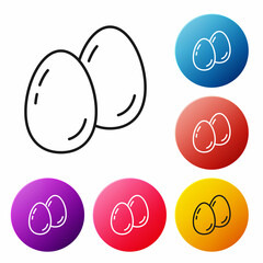 Black line Easter eggs icon isolated on white background. Happy Easter. Set icons colorful circle buttons. Vector