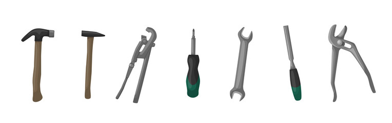 Household tools set. Tools for repair and construction. Vector set isolated on white background.