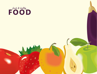 healthy food lettering border