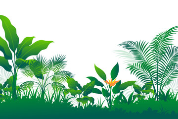 Tropical floral foliage border with simple flat style