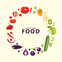 healthy food lettering circular frame