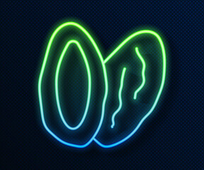 Glowing neon line Date fruit icon isolated on blue background. Vector