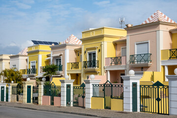 Row of luxury villas in Faro city