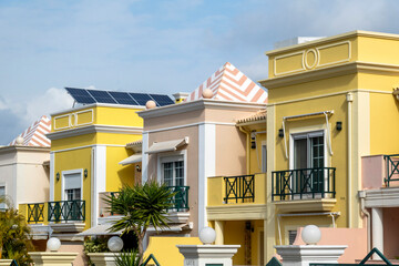 Row of luxury villas in Faro city