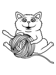 Comic Katze Wollball 