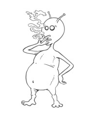 Funny alien smoking