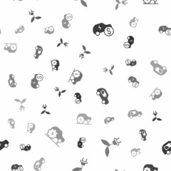 Set Electric car price, saving plug in leaf, and service on seamless pattern. Vector