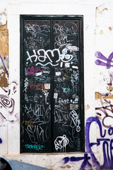 Graffiti on a metal door