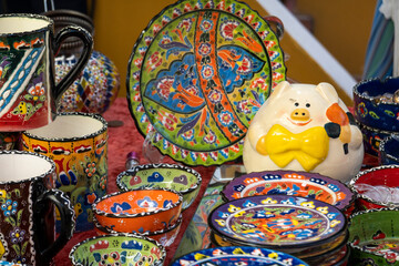 Colorful portuguese ceramic bowls