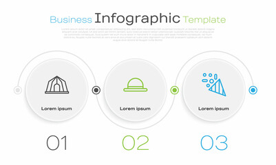 Set line Circus tent, Clown hat and Festive confetti. Business infographic template. Vector