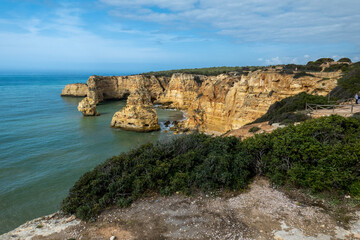 Beautiful view of the Portuguese coastline in the Algarve region.