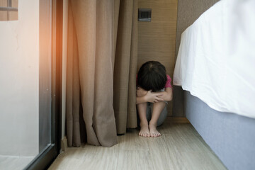 Children crying, little girl feeling sad, kid unhappy
