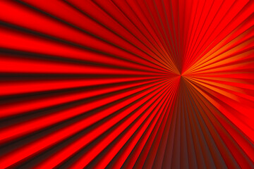 Red background. Geometric background for your ads. Red sun rays lines concept. Abstract background for banner. Straight lines come from center. Minimalist modern backdrop. 3d rendering.